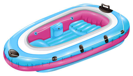 Blue and pink rubber boat on a white backgroundのイラスト素材