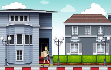 Front view of a modern gray color houseのイラスト素材