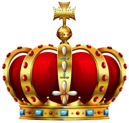 Golden-red crown decorated with colorful stonesのイラスト素材