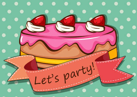 Party cake with text on bannerのイラスト素材