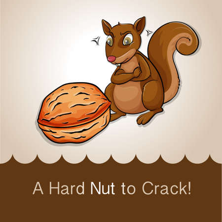 Idiom saying a hard nut to crackのイラスト素材