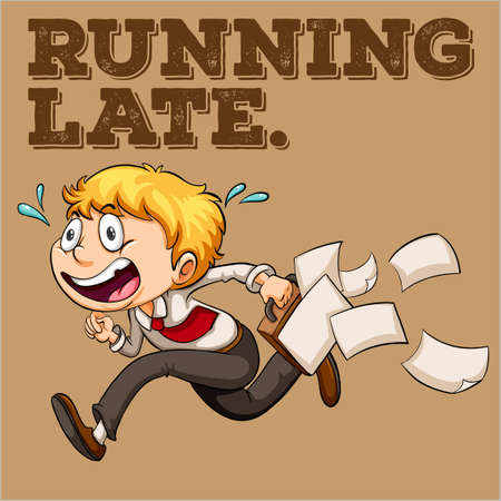 Man with briefcase running lateのイラスト素材