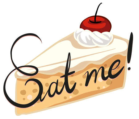 Creamy cake with cherry on topのイラスト素材