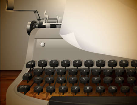 Typewriter with blank sheet of paperのイラスト素材