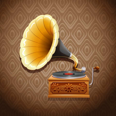 Vintage gramophone with recording diskのイラスト素材