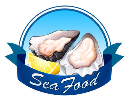 Oysters with text label on whiteのイラスト素材