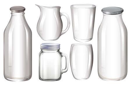 Set of glass containers with no labelのイラスト素材