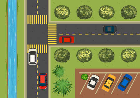 Top view of street full of cars