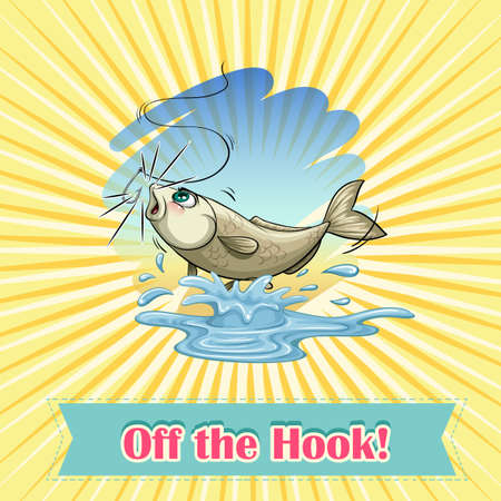English idiom saying off the hookのイラスト素材