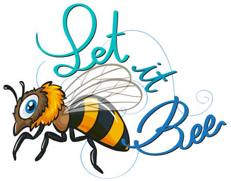 Little bee flying with textingのイラスト素材