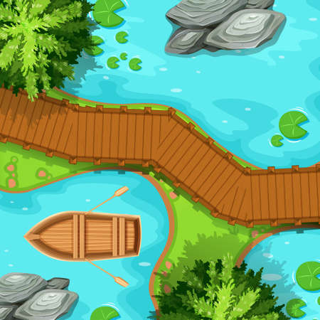 Top view of park with pondsのイラスト素材