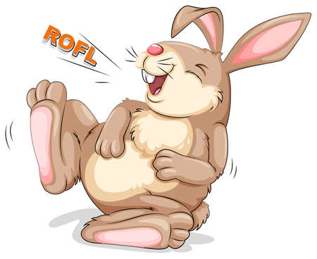 Cute rabbit with brown fur laughingのイラスト素材