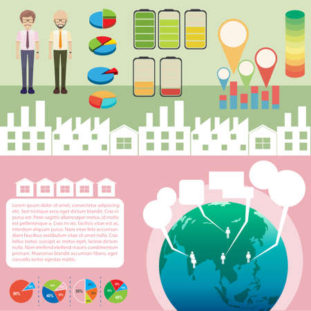Infographic with people and graphs illustrationのイラスト素材