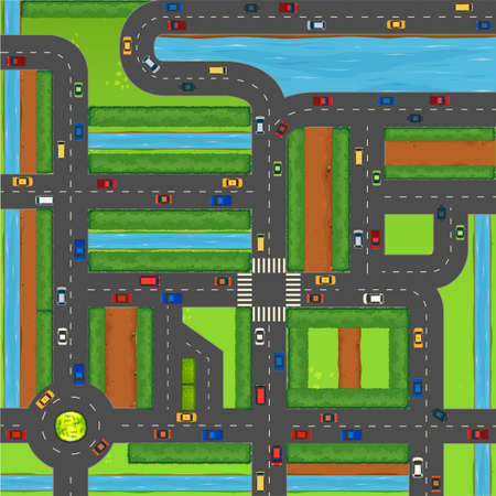 Top view of cars on street illustration