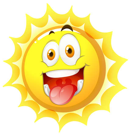 Sun with happy face illustrationのイラスト素材