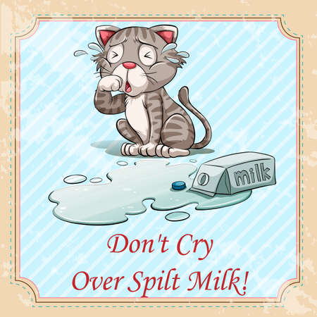 Idiom don't cry over spilt milk illustrationのイラスト素材