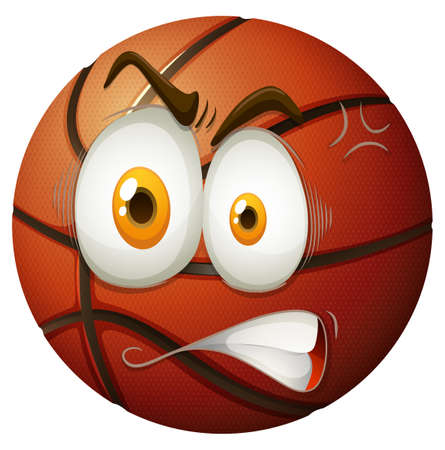 Basketball with angry face illustrationのイラスト素材