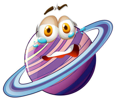 Planet with crying face illustrationのイラスト素材