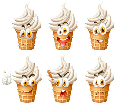 Soft ice cream on cone illustrationのイラスト素材