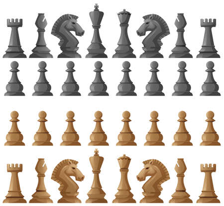 Chess set pieces on white illustrationのイラスト素材