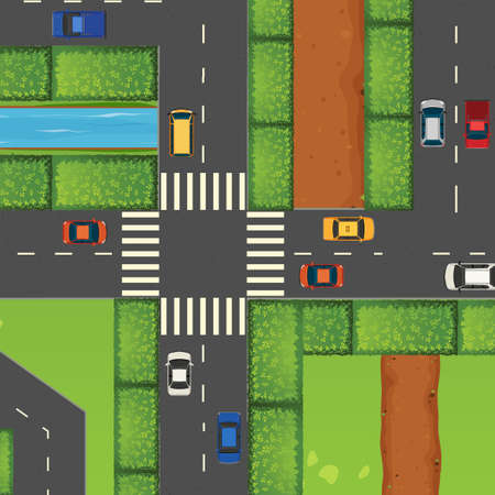 Cars on the road illustrationのイラスト素材