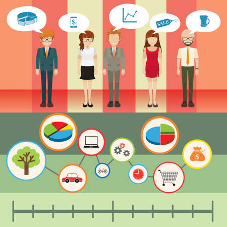 Infographic with people and graph illustrationのイラスト素材