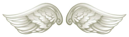Pair of white wings illustrationのイラスト素材