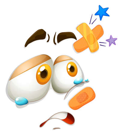 Facial expression with injuries illustrationのイラスト素材