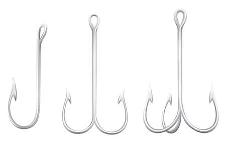 Series of fishing hooks illustration