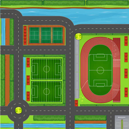 Sporting complex aerial view illustrationのイラスト素材