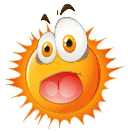 Sun with shocking face illustrationのイラスト素材