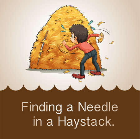 Finding needle in haystack illustration