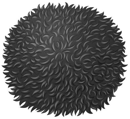 Black fluffy ball on white illustrationのイラスト素材