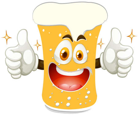 Cheerful glass of beer	 illustrationのイラスト素材
