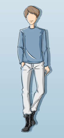 Sketch of a man in blue attire illustrationのイラスト素材