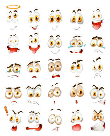 Set of facial emotions illustrationのイラスト素材