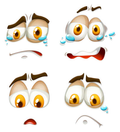 Facial expression on white illustrationのイラスト素材