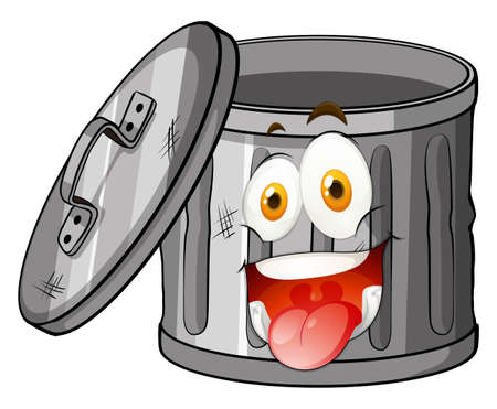 Trashcan with smiling face illustrationのイラスト素材