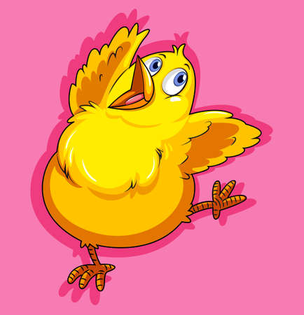 Little chicken on pink illustrationのイラスト素材