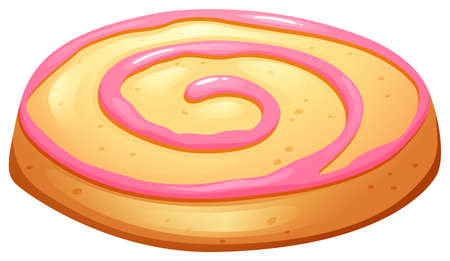 Cookie with pink frosting illustrationのイラスト素材