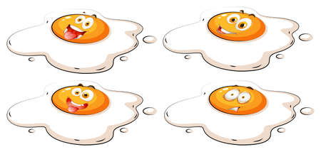 Egg yolk with faces illustrationのイラスト素材