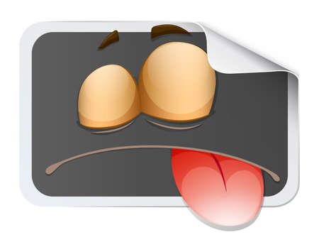 Gray sticker with face illustrationのイラスト素材