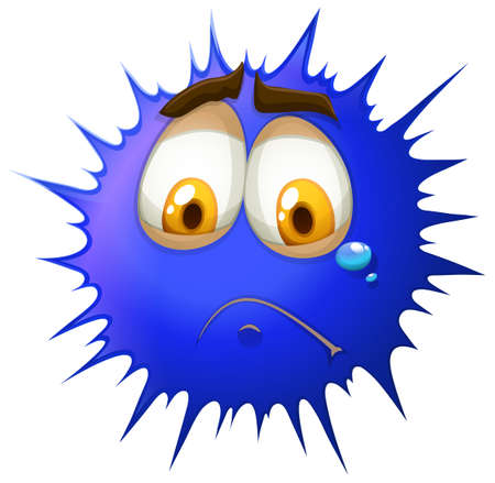Crying face on blue splash illustrationのイラスト素材
