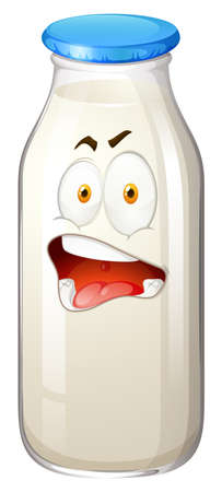 Bottle of milk emoticon illustrationのイラスト素材