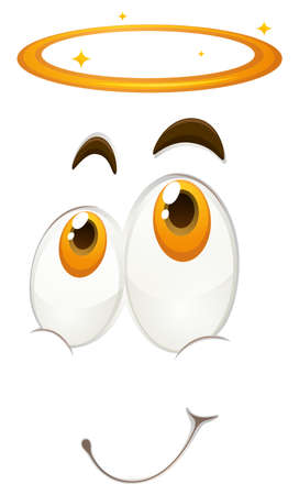 Blessful emotion facial expression illustrationのイラスト素材