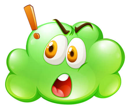 Green cloud with shocked face illustrationのイラスト素材