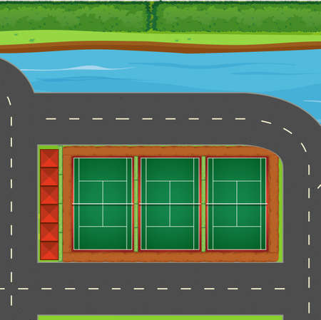 Top view of tennis courts illustrationのイラスト素材