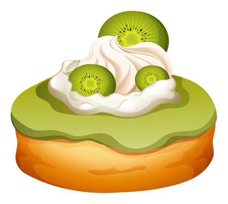 Doughnut with kiwi flavor illustrationのイラスト素材
