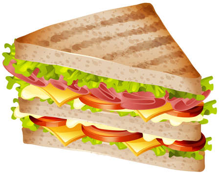 Sandwich with ham and cheese illustration Sandwich with ham and cheese illustration