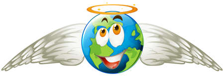 Earth with angel wings illustrationのイラスト素材